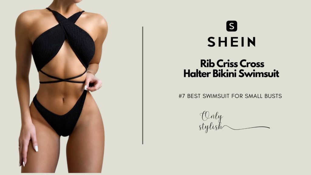 SHEIN - Rib Criss Cross Halter Bikini Swimsuit