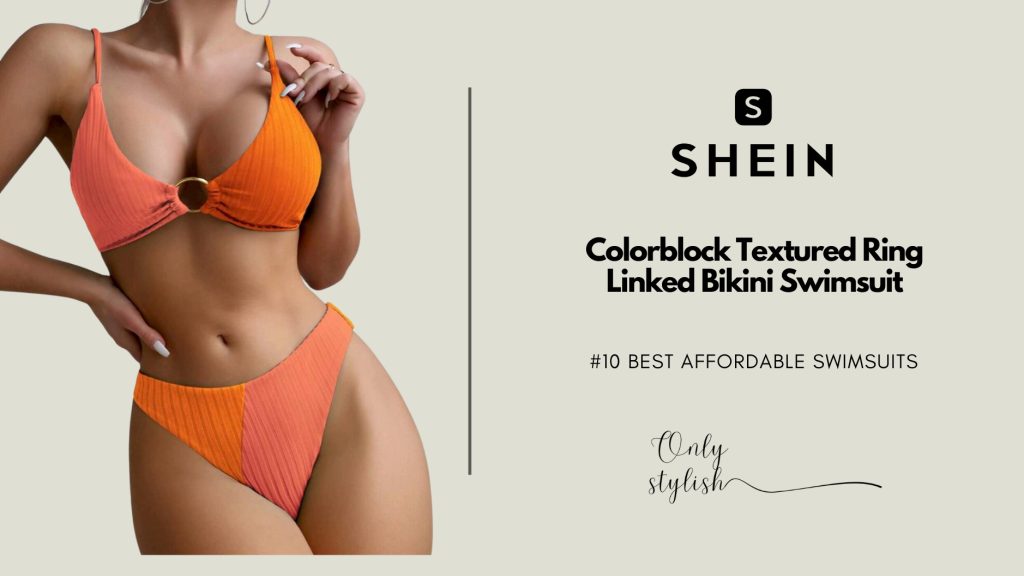 10. Shein - Colorblock Textured Ring Linked Bikini Swimsuit